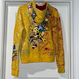 Ed Hardy zip-up hoodie, graphic design